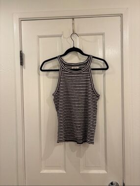 Madewell Striped Sleeveless Tank Top - Dark Grey & White